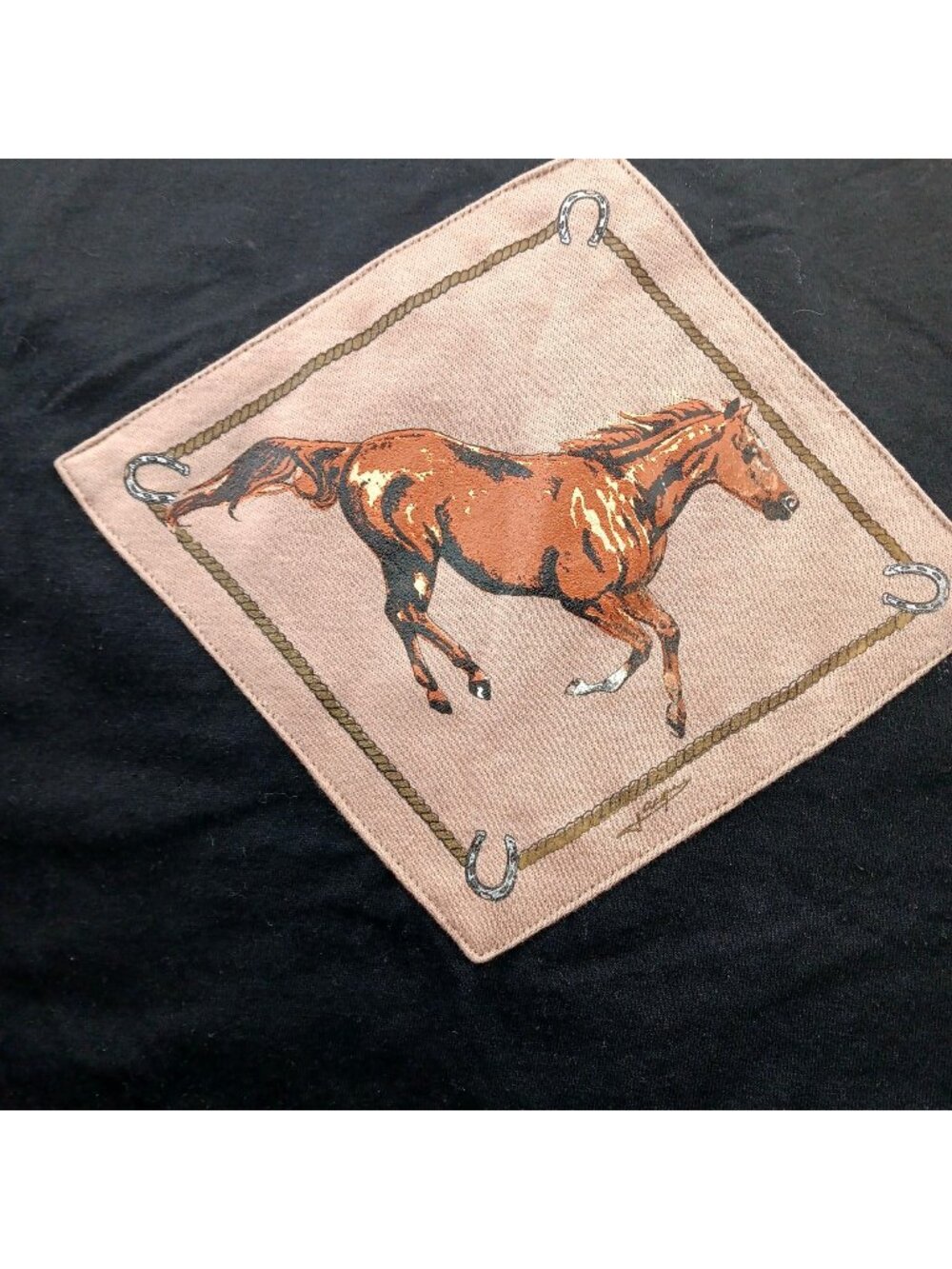Vintage Cowboy Horse T-Shirt XL 90's Hanes Patch Printed Sleeves Western rock
